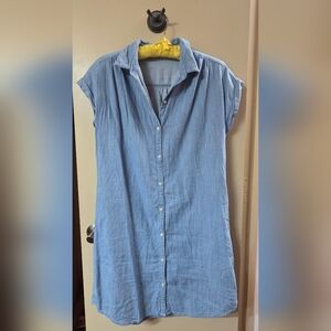 Old Navy Blue Notched Collar Buttoned Dress